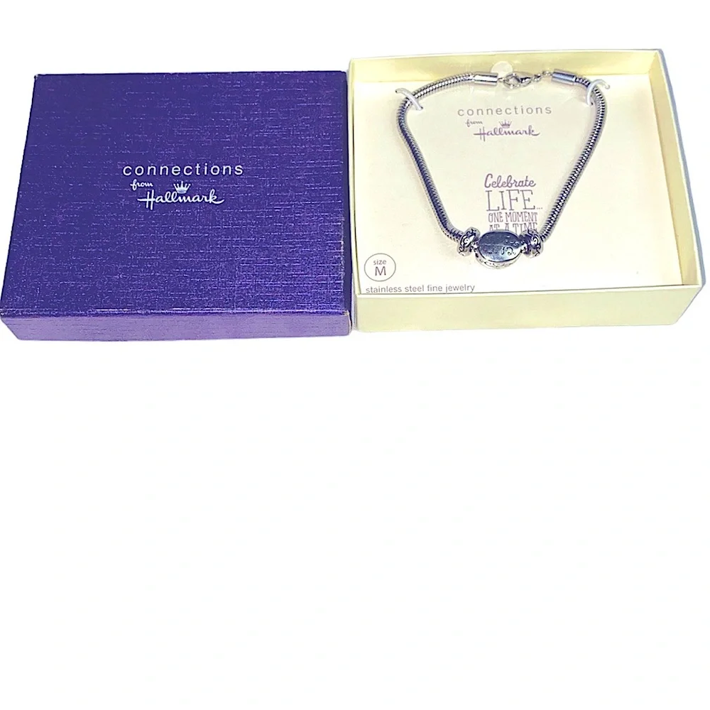 Hallmark Connection Stainless Steel Silver Bracelet Keepsake Celebrate Life - Picture 6 of 9